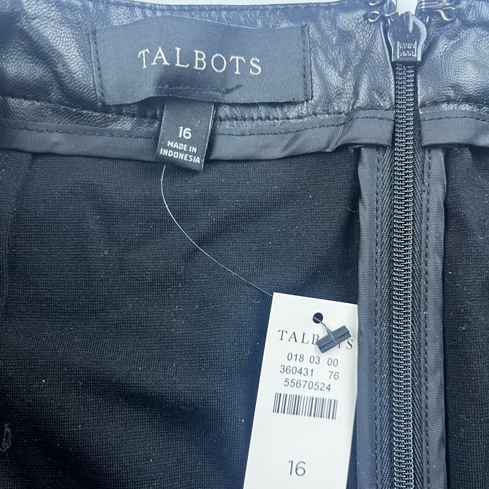 Talbots Black Leatherette Trim Skirt S97-38 - Picture 2 of 4